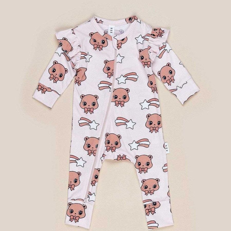 Fashion Huxbaby Kid'S Clothing - Other | Huxbaby: Frill Zip Romper Chipmunk