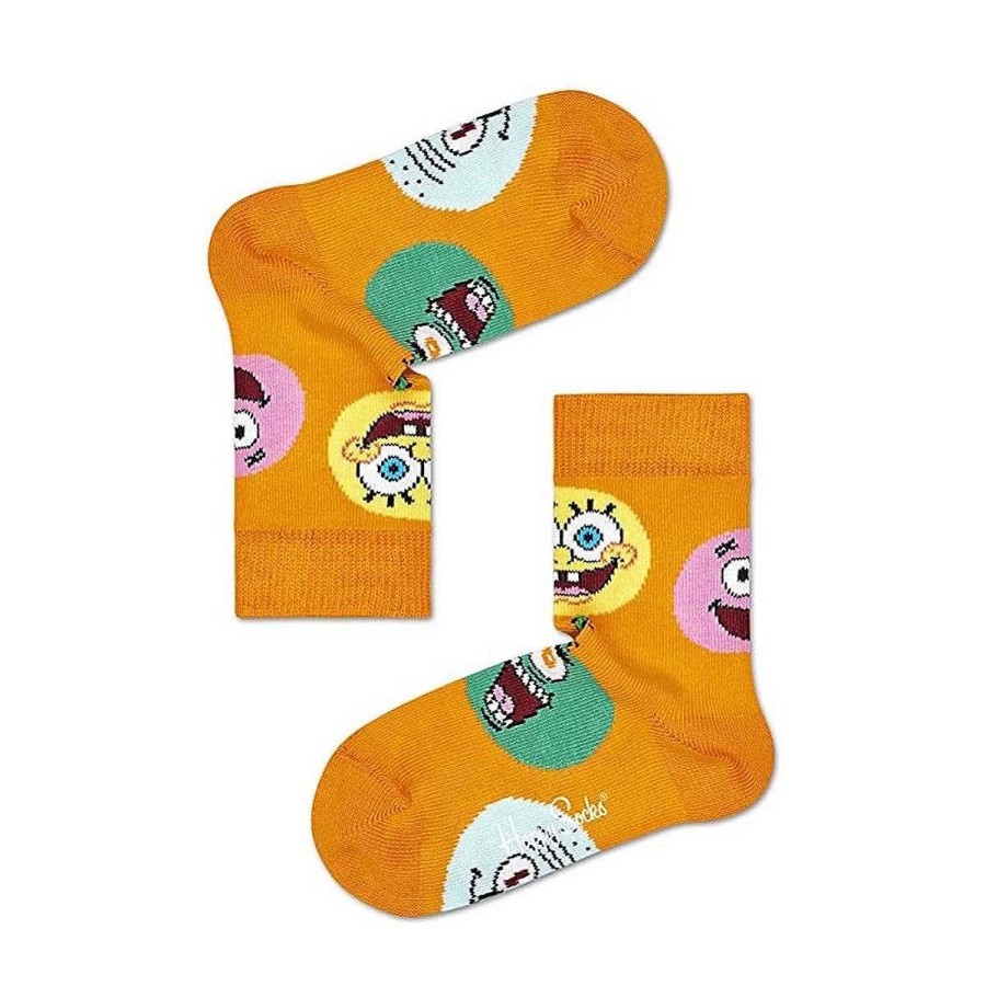 Fashion Happy Socks Socks | Happy Socks: Kids Sponge Bob Circle Of Friends Orange