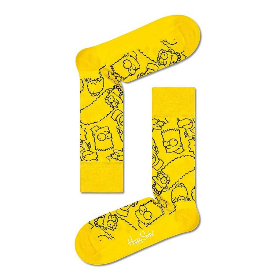 Fashion Happy Socks Socks | Happy Socks: The Simpsons Family Sock Yellow