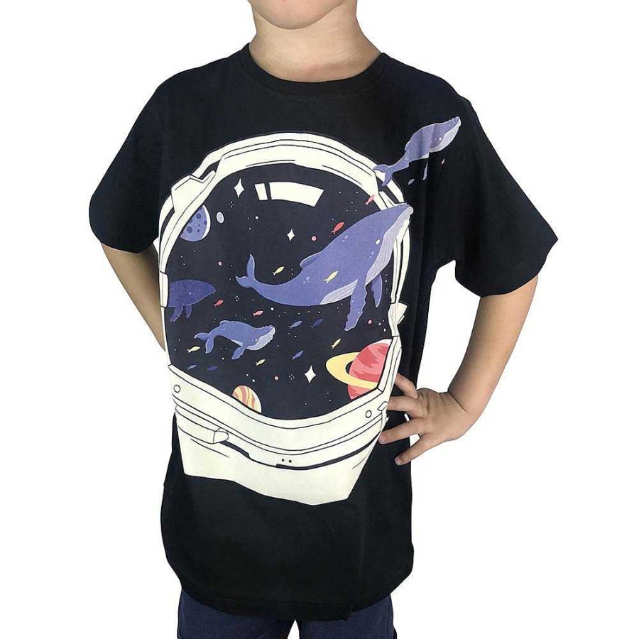 Fashion Monsterthreads Kid'S T-Shirts | Space Balloon Whales Charcoal Kids Tee