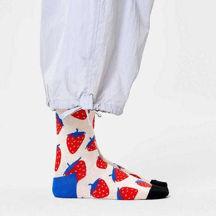 Fashion Happy Socks Socks | Happy Socks: Strawberry White Sm