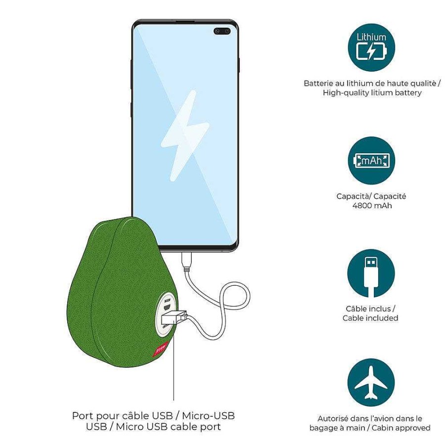 Out+About Legami | Legami: My Super Power Portable Power Bank Avocado