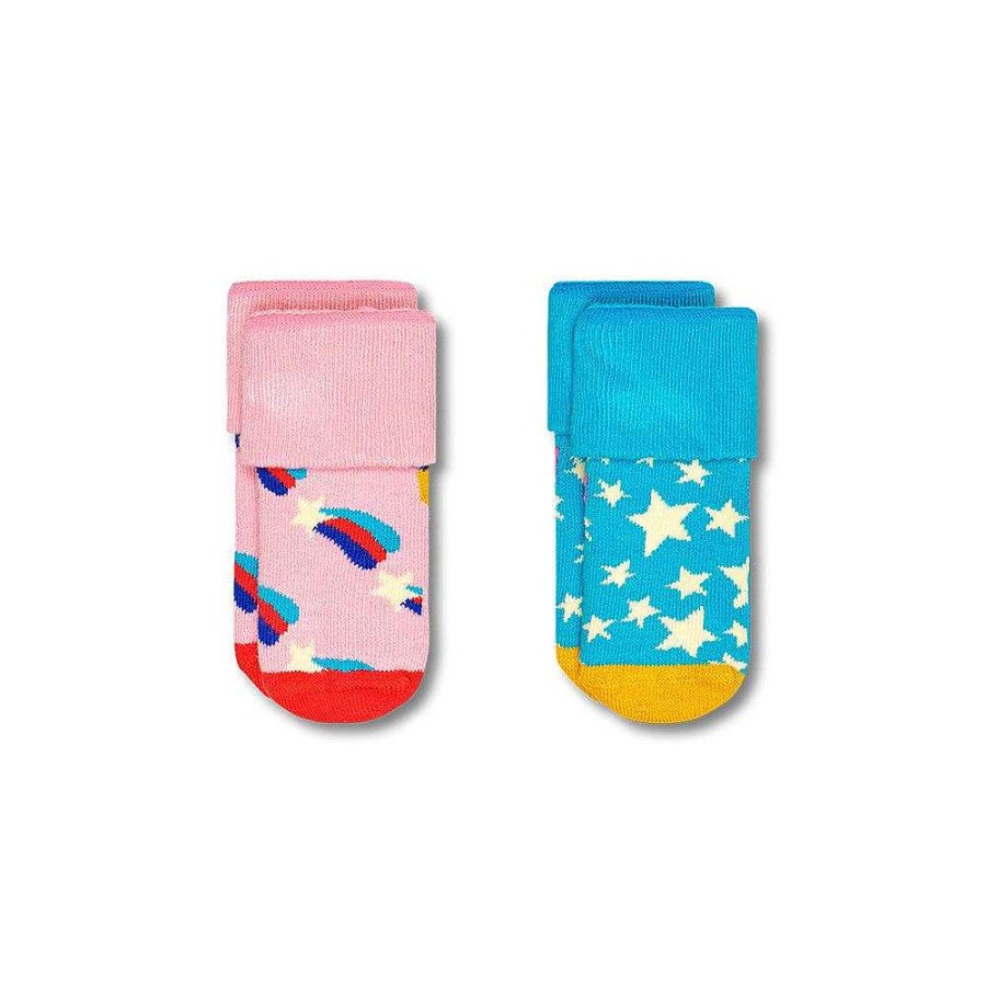 Fashion Happy Socks Socks | Happy Socks: Kids Terry Shooting Star 2Pk 0-6M