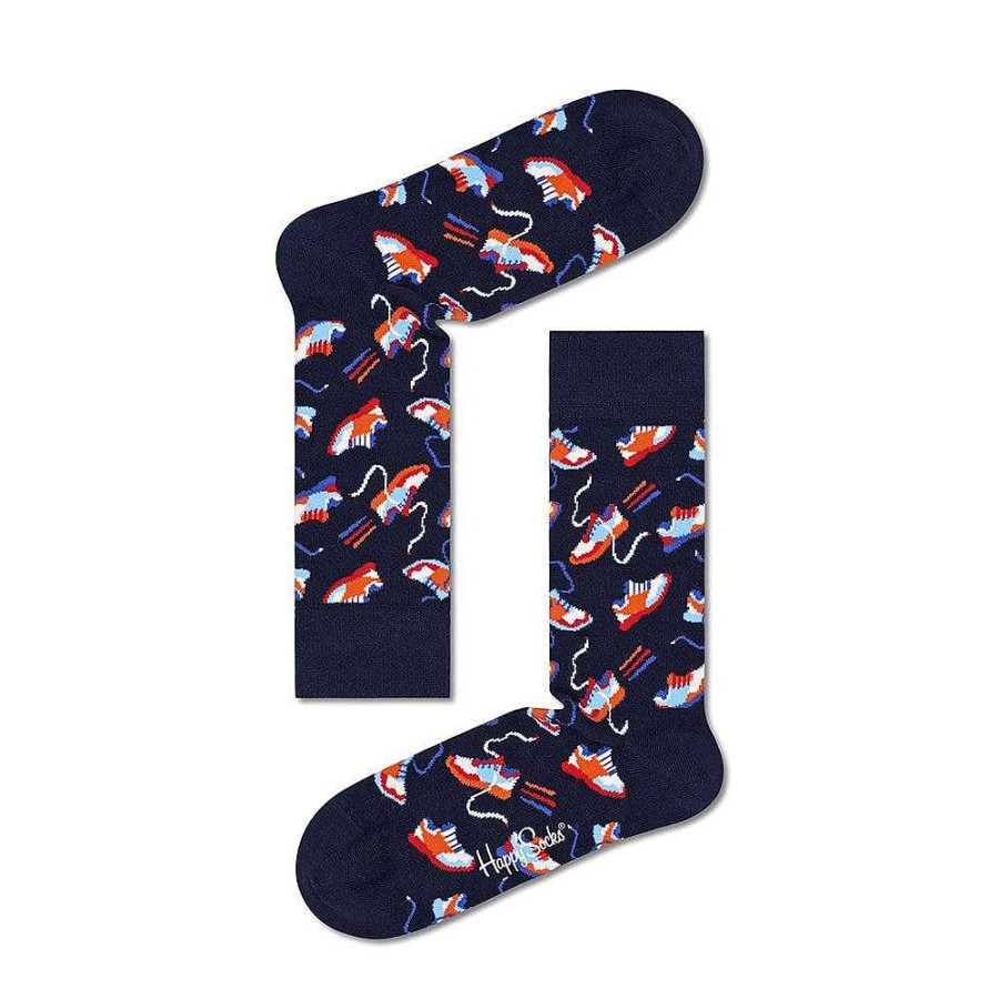 Fashion Happy Socks Socks | Happy Socks: Run For It Sock Navy Ml