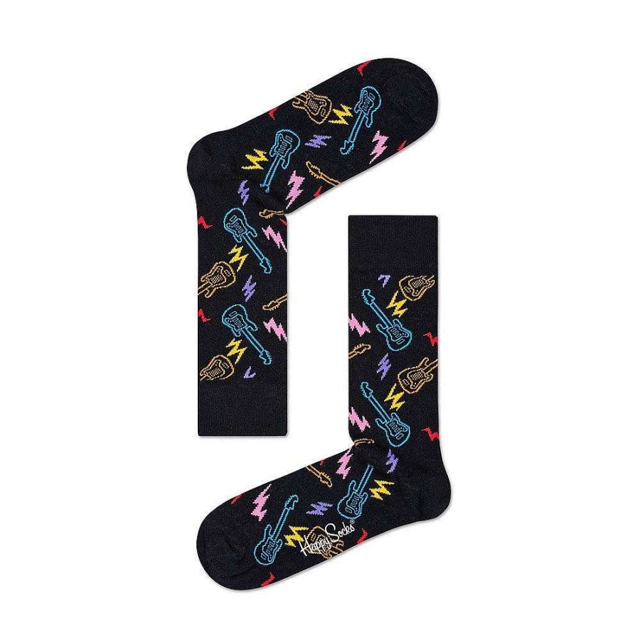 Fashion Happy Socks Socks | Happy Socks: Guitarra Sock Black Ml