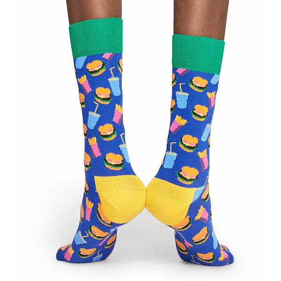 Fashion Happy Socks Socks | Happy Socks: Blue Hamburger