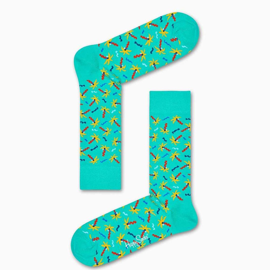 Fashion Happy Socks Socks | Happy Socks: Confetti Palm Aqua