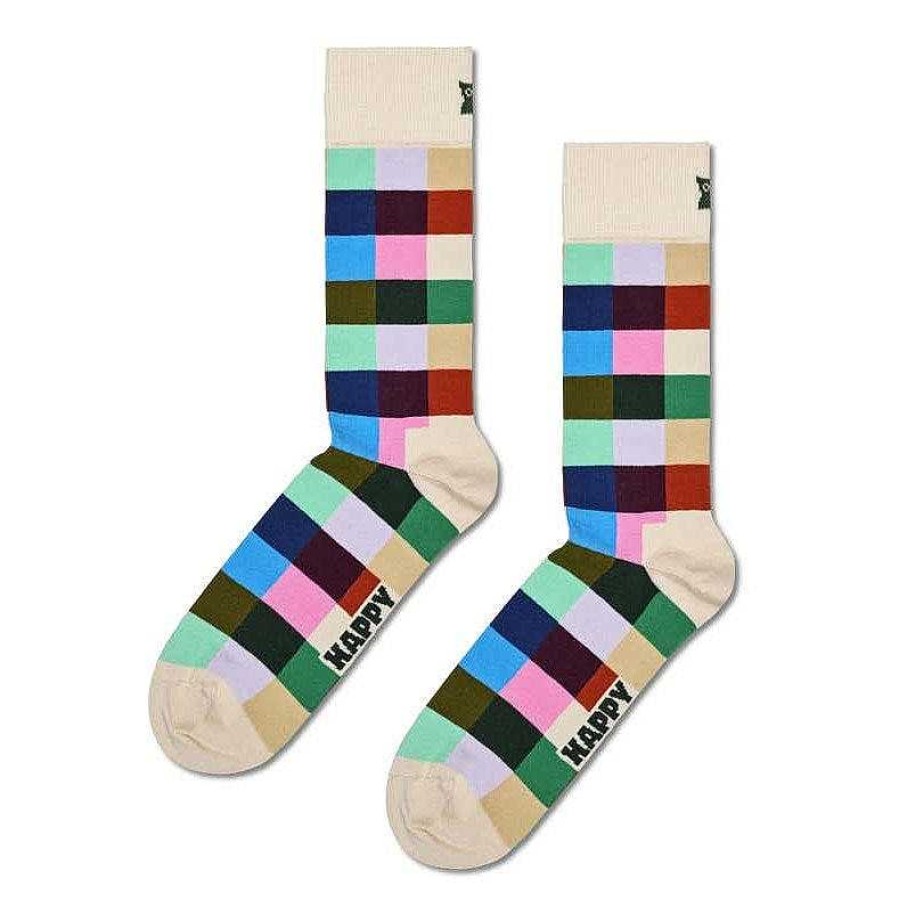 Fashion Happy Socks Socks | Happy Socks: Rainbow Check White