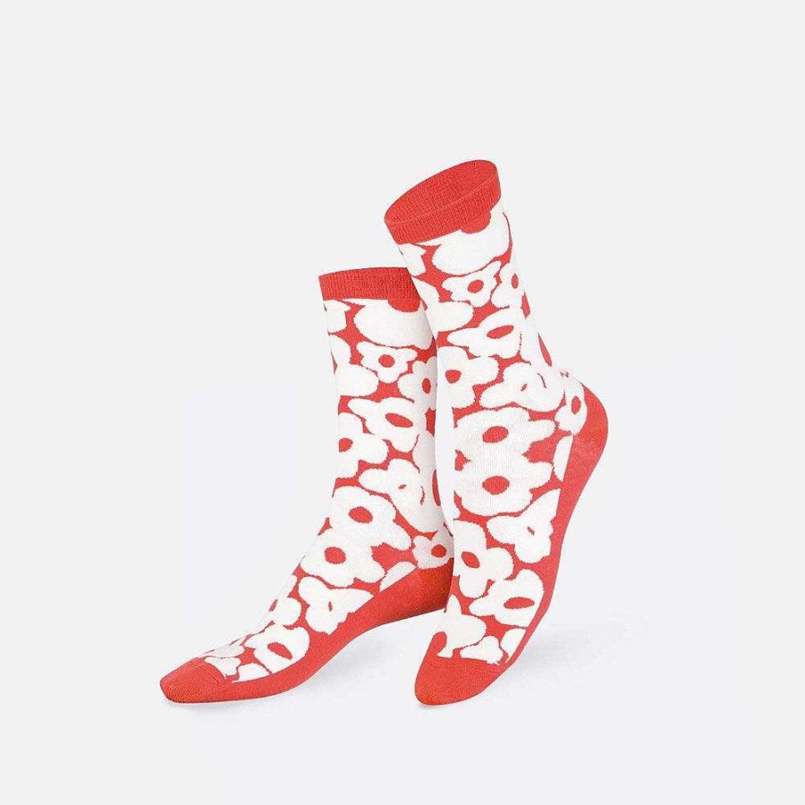 Fashion Eat My Socks Socks | Eat My Socks: Flower Power Red