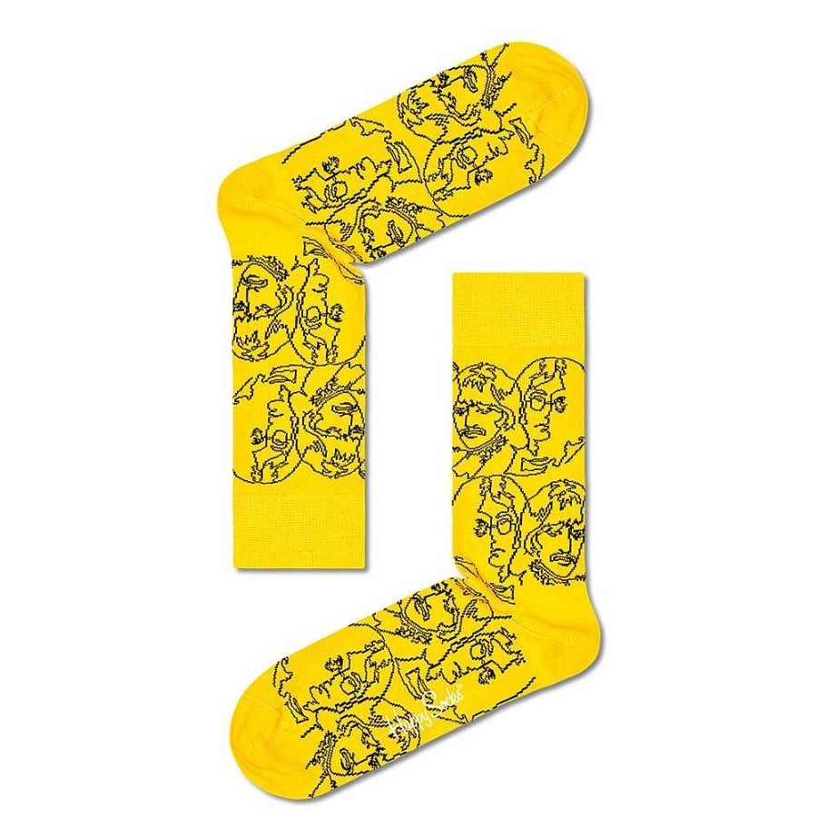 Fashion Happy Socks Socks | Happy Socks: Beatles Lines Yellow