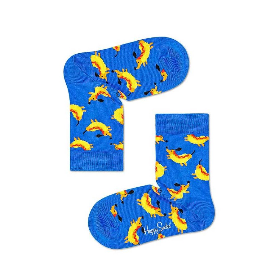 Fashion Happy Socks Socks | Happy Socks: Kids Hot Dog Dog Blue