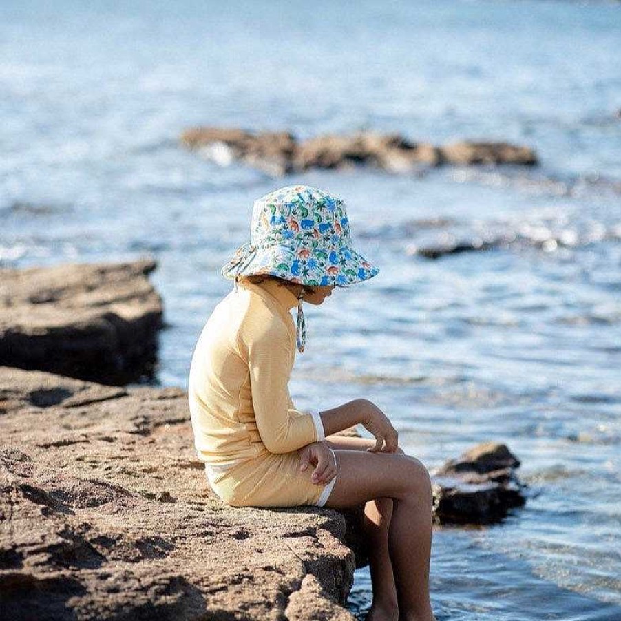 Fashion acorn kids Kid'S Clothing - Other | Acorn Kids: Wide Brim Swim Bucket Hat Prehistoric Natural Blue Orange