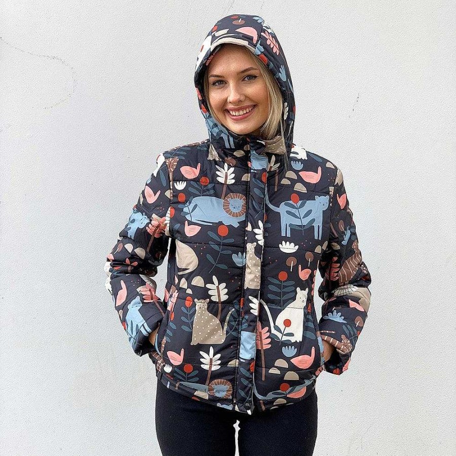 Fashion Monsterthreads Women'S Jackets | Puffer Jacket: Jungle Cats