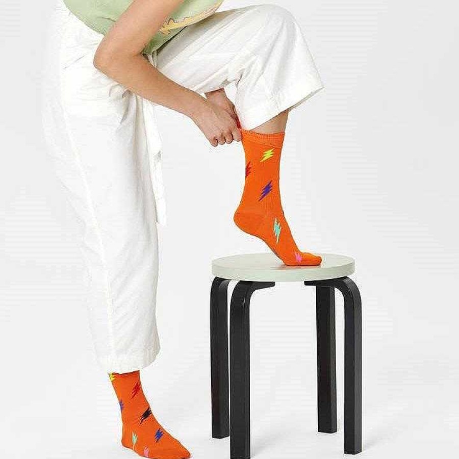 Fashion Happy Socks Socks | Happy Socks: Lightning Orange