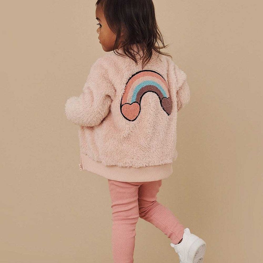 Fashion Huxbaby Kid'S Clothing - Other | Huxbaby: Fur Jacket Rainbow Hearts Rose