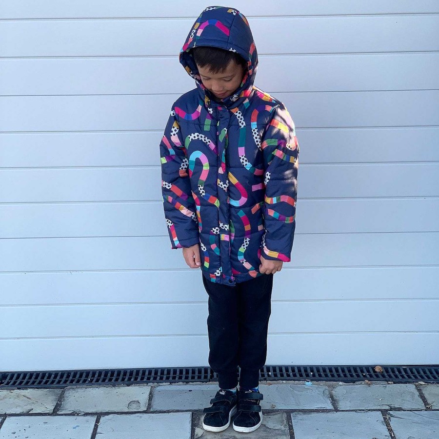 Fashion Monsterthreads Kid'S Puffer Jackets | Puffer Jacket: Rainbow Topographic Kids