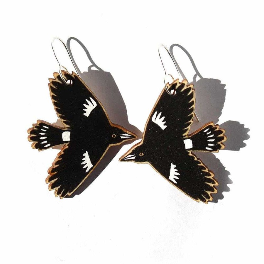 Jewellery To The Trees | To The Trees: Wooden Cut Out Earrings Currawong