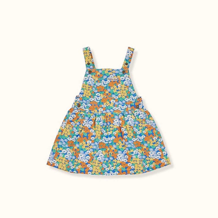 Fashion Goldie + Ace Kid'S Clothing - Other | Goldie + Ace: Stella Denim Pinafore Dress Lola Floral