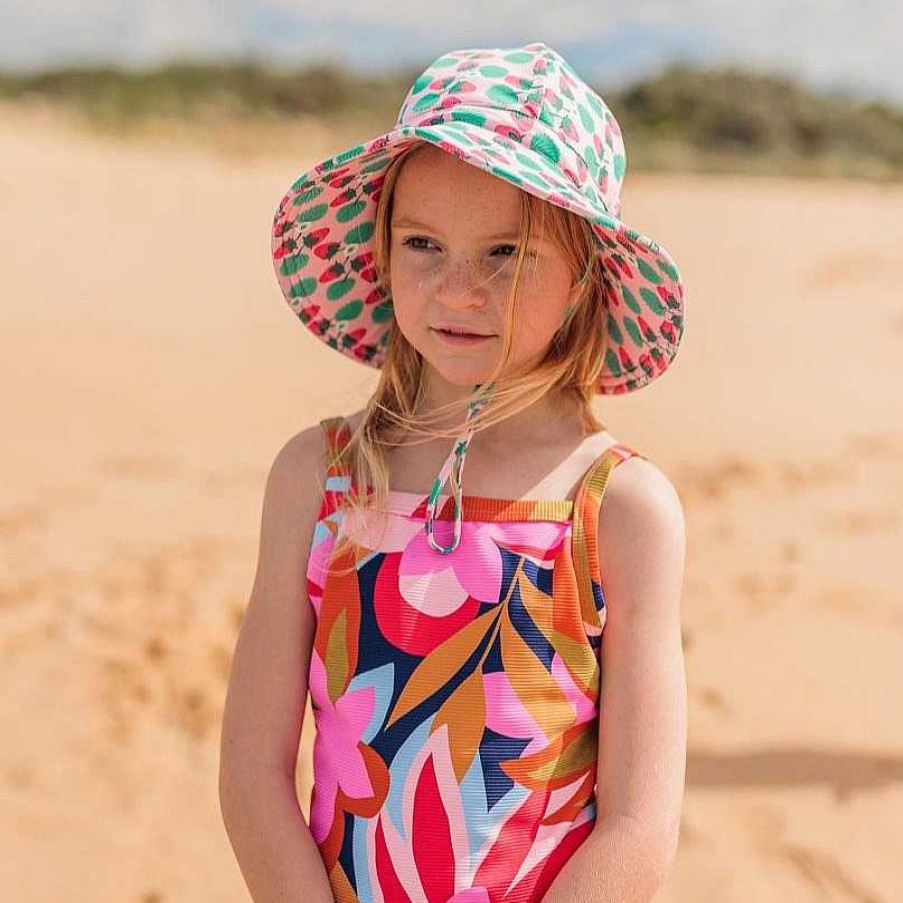 Fashion acorn kids Hats | Acorn Kids: Wide Brim Swim Hat Strawberry Pink