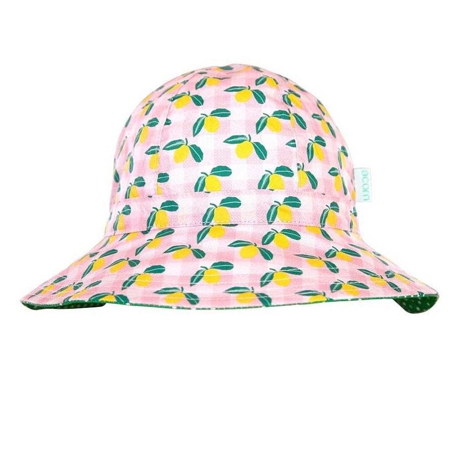 Fashion acorn kids Hats | Acorn Kids: Wide Brim Sunhat Ravello Gingham Pink Yellow Green