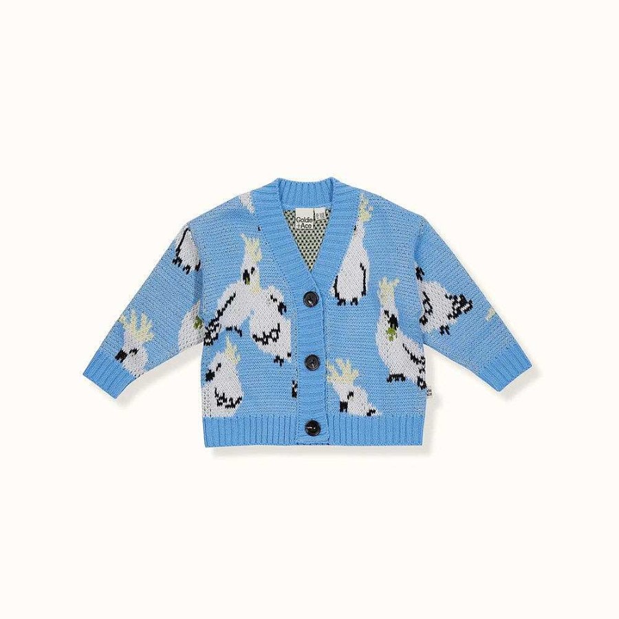 Fashion Goldie + Ace Kid'S Clothing - Other | Goldie + Ace: Cam Cockatoo Knit Cardigan Blue