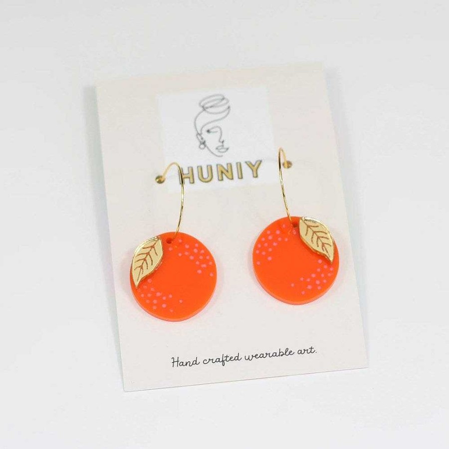 Jewellery HUNIY | Huniy: Earrings Orange Citrus Hoops