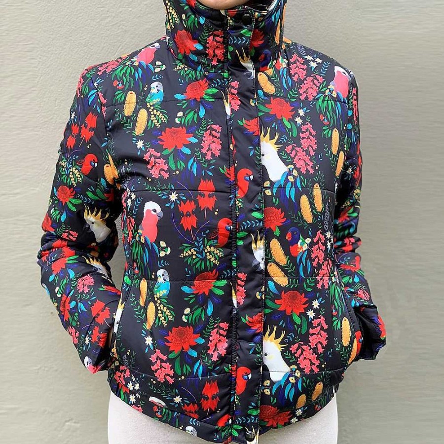 Fashion Monsterthreads Women'S Jackets | Puffer Jacket: Bush Parrots