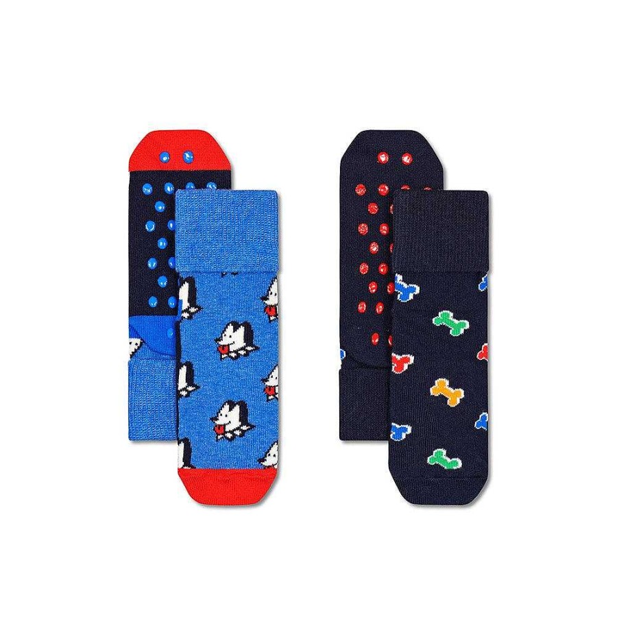 Fashion Happy Socks Socks | Happy Socks: Kids Anti Slip Dog & Bone 2Pk 12-24M