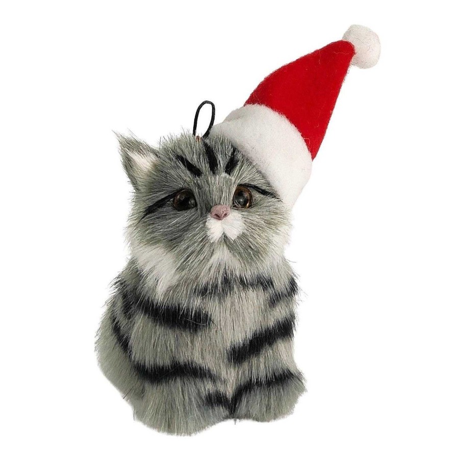 Fashion Urban products Hats | Urban Products: Christmas Hanging Decoration Grey Cat With Hat