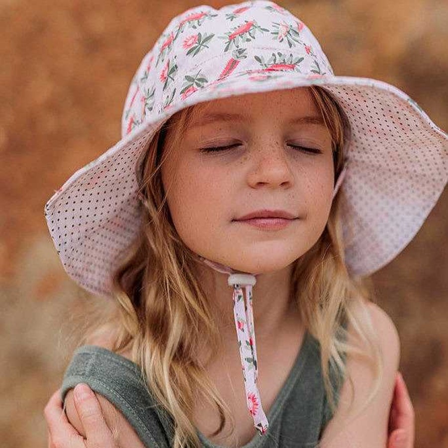 Fashion acorn kids Hats | Acorn Kids: Wide Brim Sunhat Banksia Pink Green