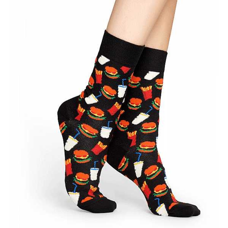 Fashion Happy Socks Socks | Happy Socks: Black Hamburger