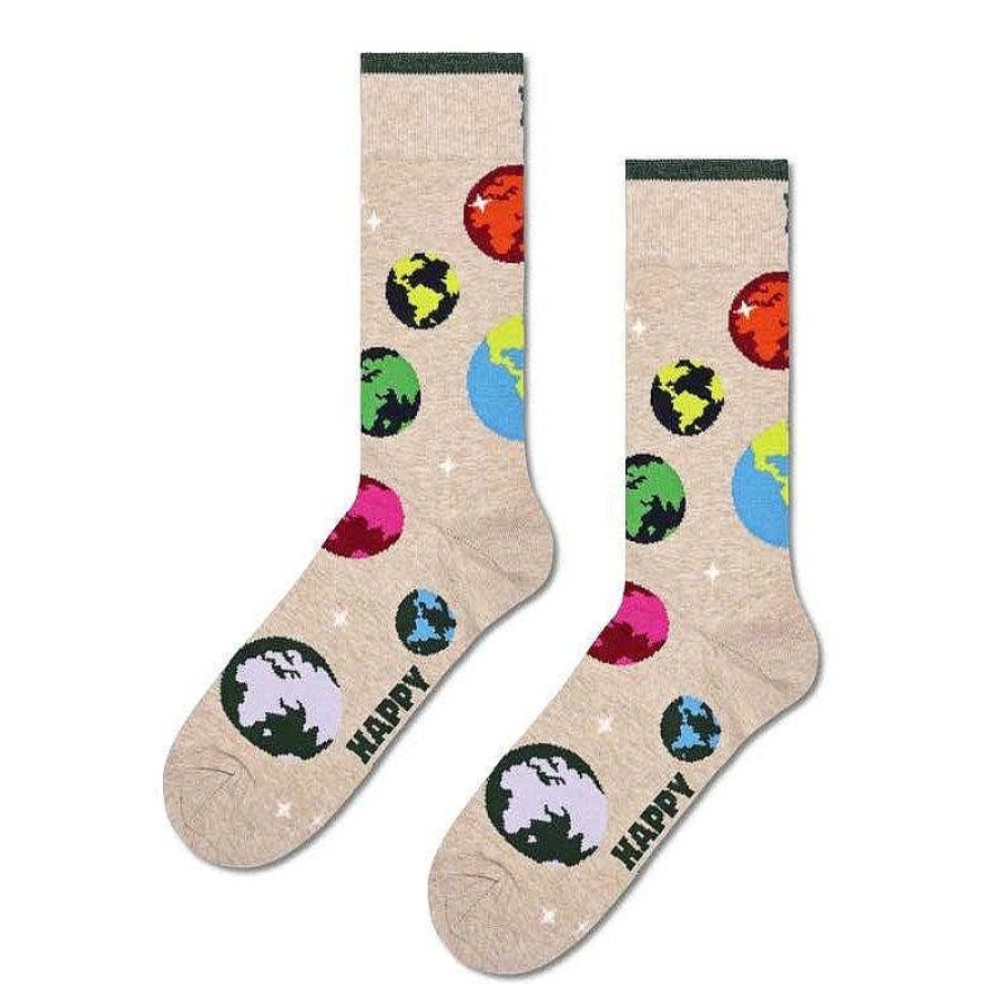 Fashion Happy Socks Socks | Happy Socks: Planet Earth Wheat