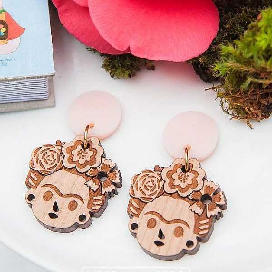 Jewellery Wood With Words | Wood With Words: Dangle Earrings Frida