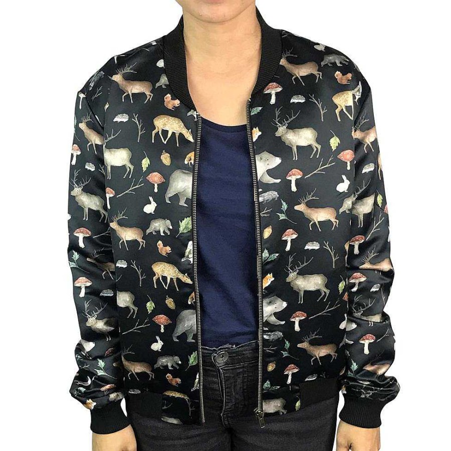 Fashion Monsterthreads Women'S Jackets | Women'S Bomber Jacket: Woodlands