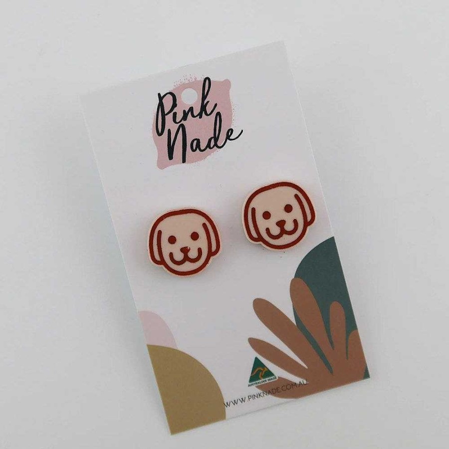 Jewellery Pink Nade | Pink Nade: Brown Puppy Studs