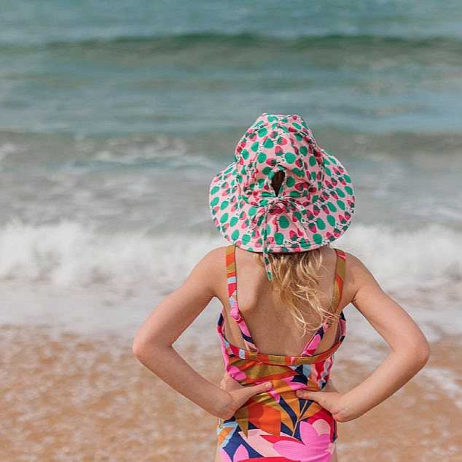 Fashion acorn kids Hats | Acorn Kids: Wide Brim Swim Hat Strawberry Pink