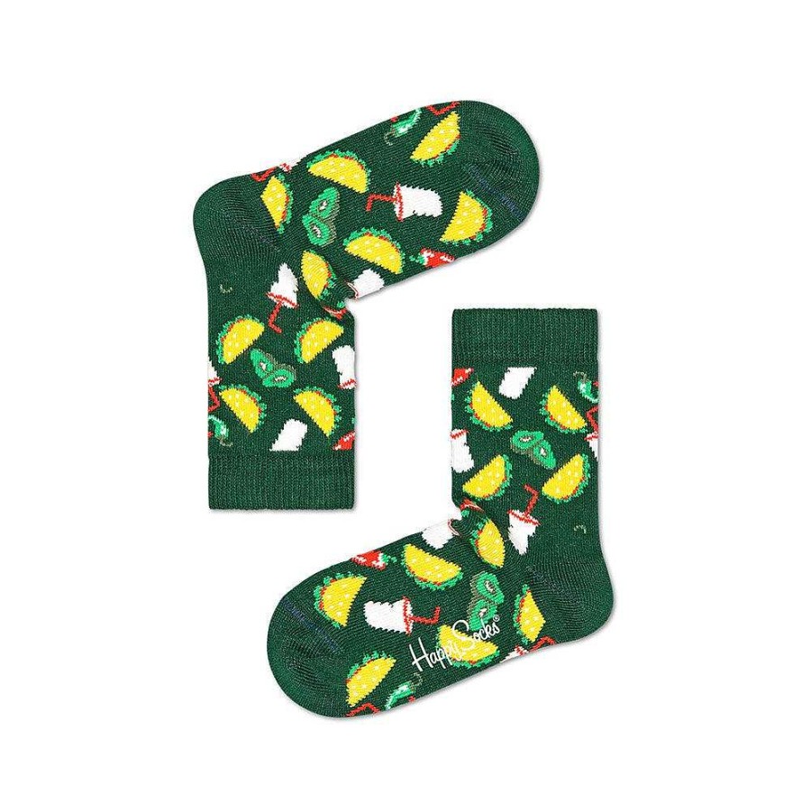 Fashion Happy Socks Socks | Happy Socks: Kids Taco Dark Green