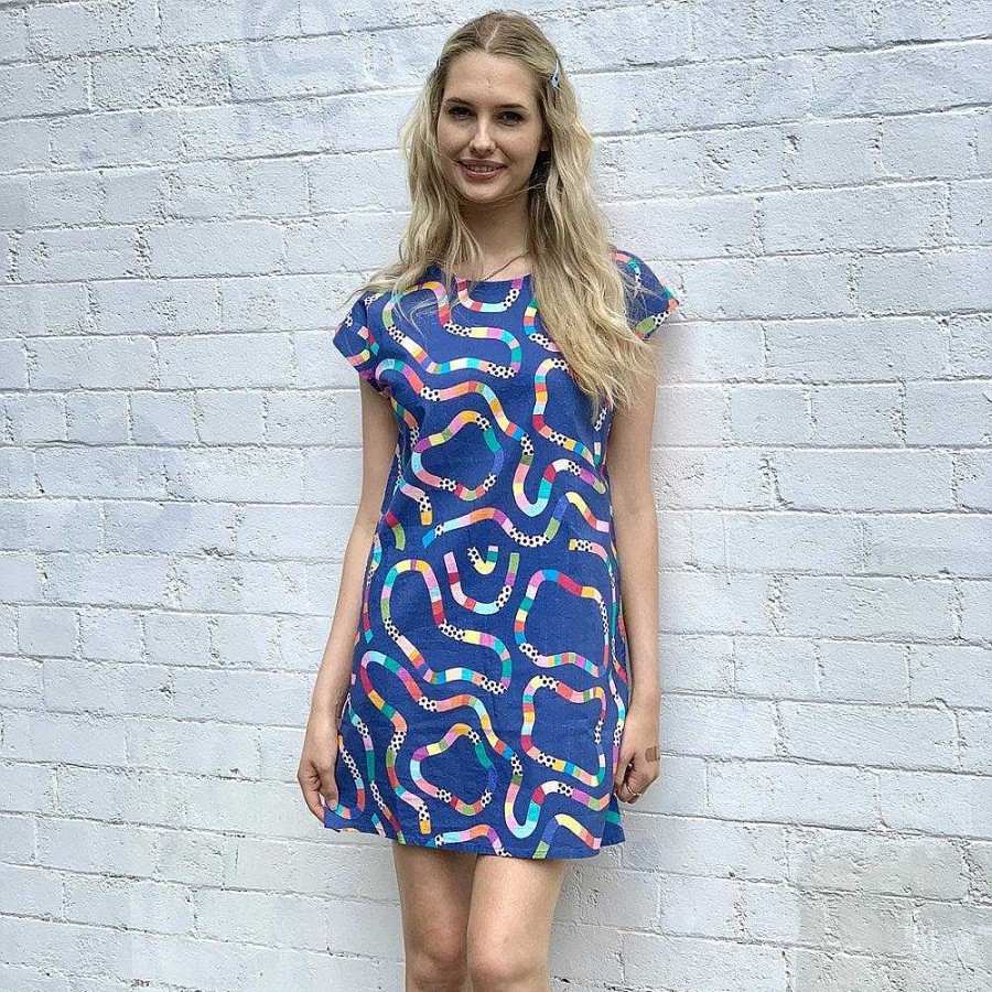 Fashion Monsterthreads Women'S Print Skirts & Dresses | Rainbow Topographic Womens Dress