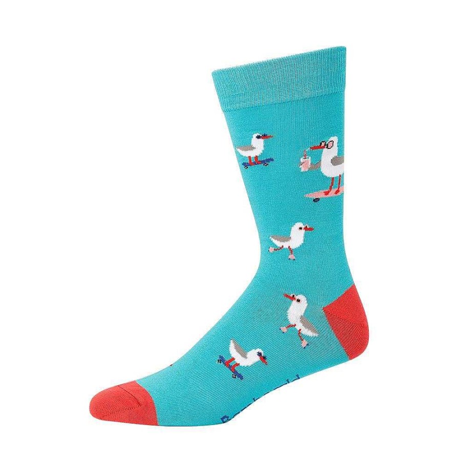 Fashion Bamboozld Socks | Bamboozld: Mens Seaside Seagull Teal Bamboo Sock