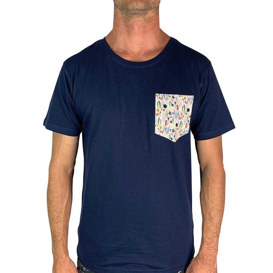 Fashion Monsterthreads Men'S T-Shirts | Wildlyfe Navy Mens Pocket Tee