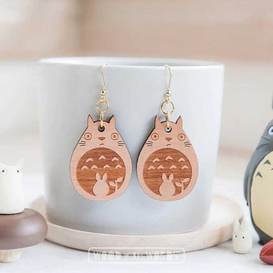 Jewellery Wood With Words | Wood With Words: Dangle Earrings Totoro