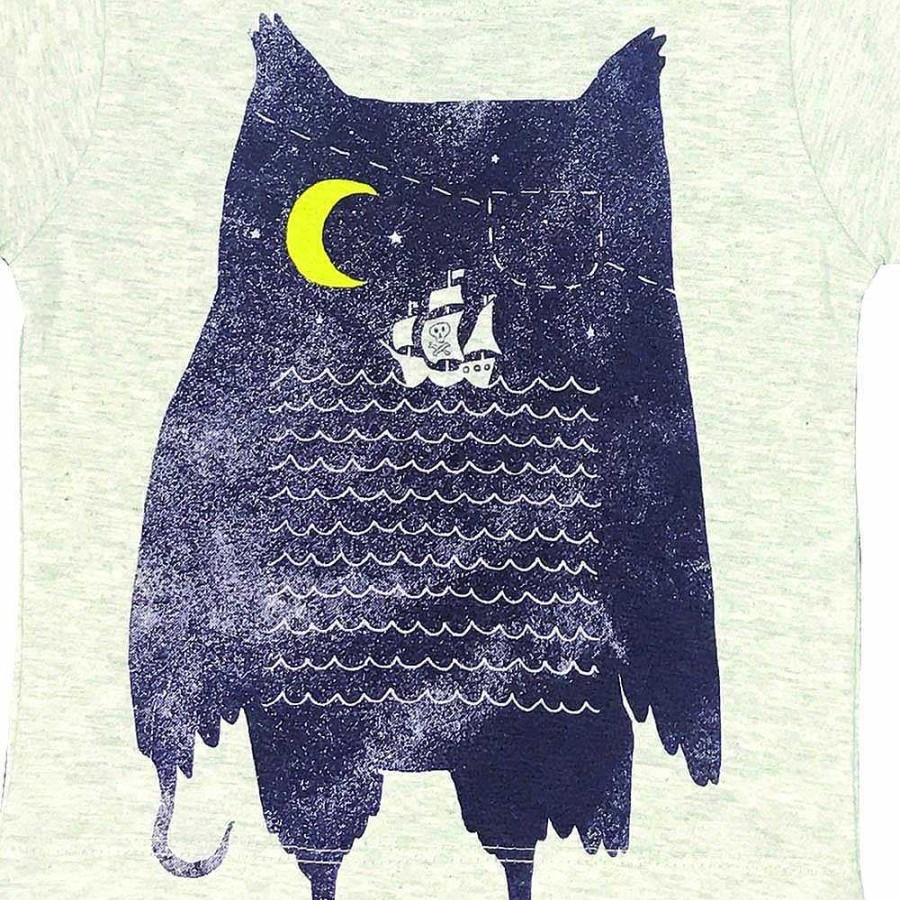 Fashion Monsterthreads Kid'S T-Shirts | Pirate Owl Grey Marle Kids Tee