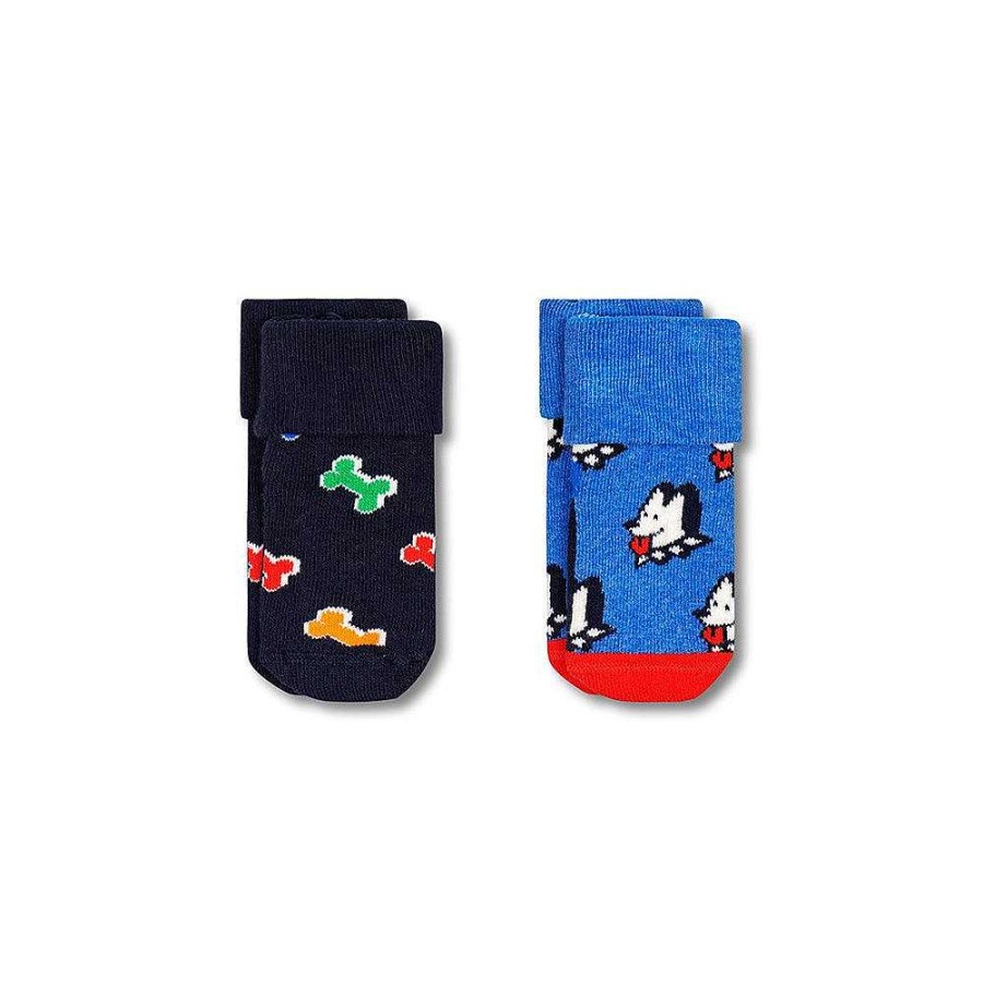 Fashion Happy Socks Socks | Happy Socks: Kids Terry Dog & Bone 2Pk 0-6M