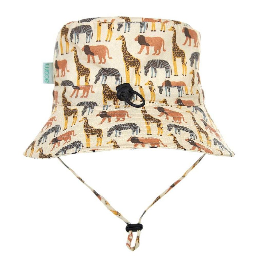 Fashion acorn kids Hats | Acorn Kids: Safari Bucket Hat Natural Blue Brown