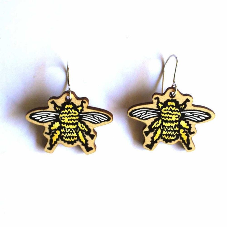 Jewellery To The Trees | To The Trees: Wooden Earrings Teddy Bear Bee