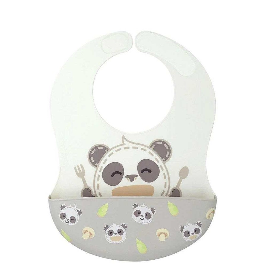 Fashion Marcus & Marcus Bibs And Dummys | Marcus & Marcus: Wide Coverage Bib Grey Panda