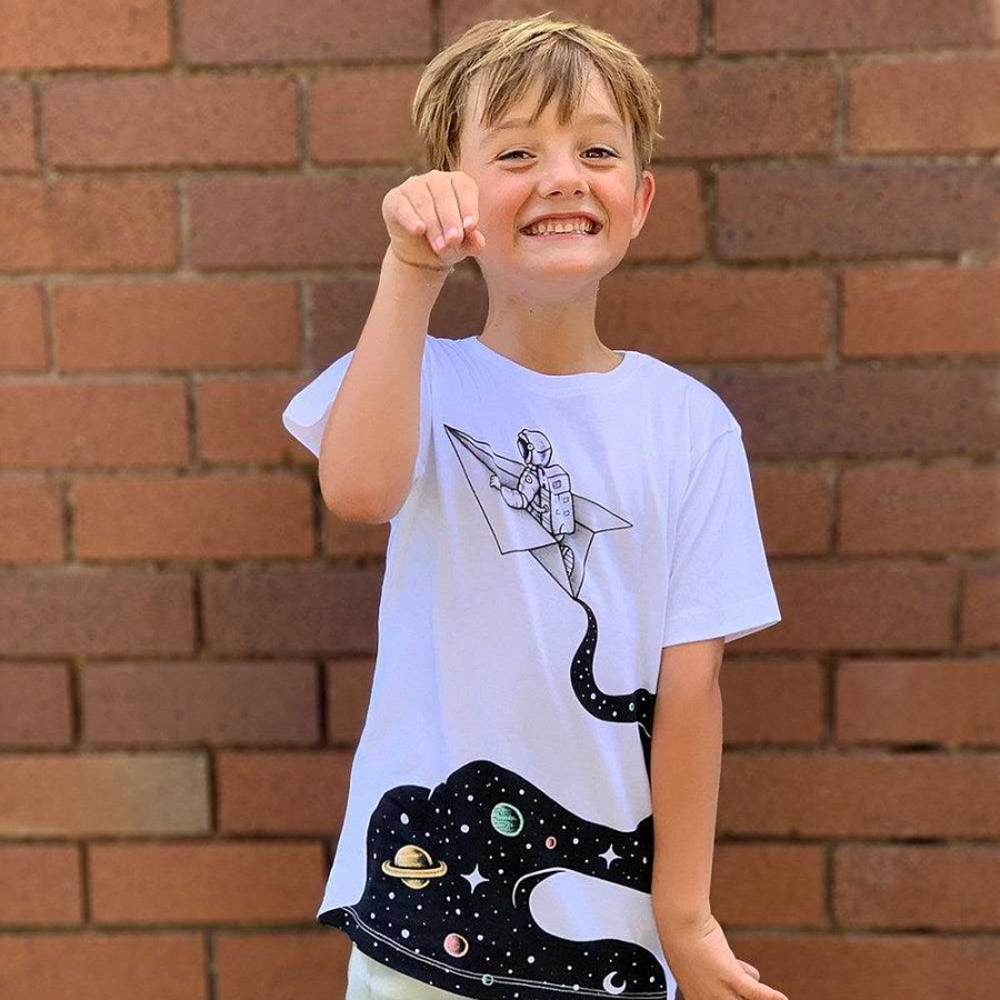 Fashion Monsterthreads Kid'S T-Shirts | Cosmic Journey White Kids Tee