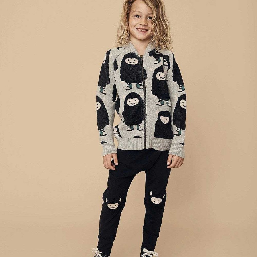 Fashion Huxbaby Kid'S Clothing - Other | Huxbaby: Knit Bomber Jacket Monster Grey Marle