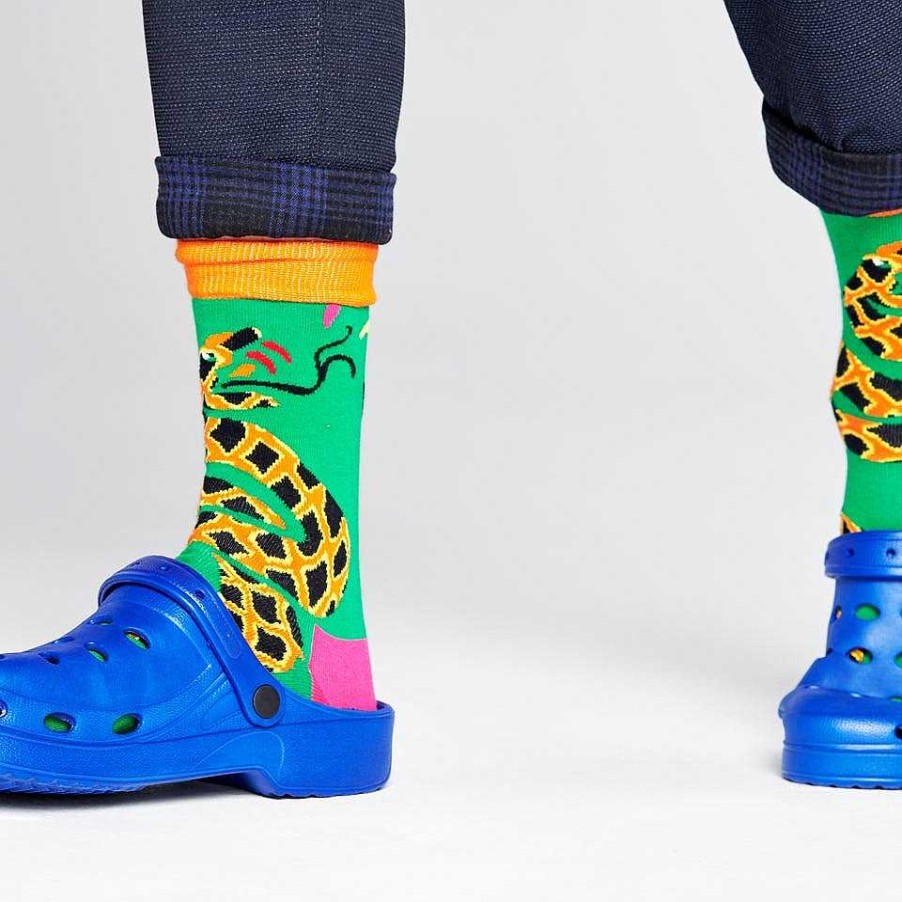 Fashion Happy Socks Socks | Happy Socks: Tropical Snake Green