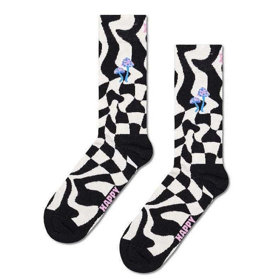 Fashion Happy Socks Socks | Happy Socks: Distorted Check Black White